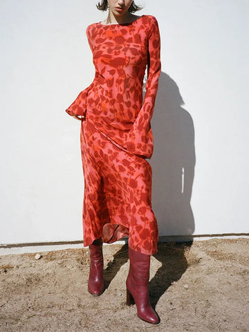 Boho Y2K Kleid - Lange Ärmel - Lässig und elegant