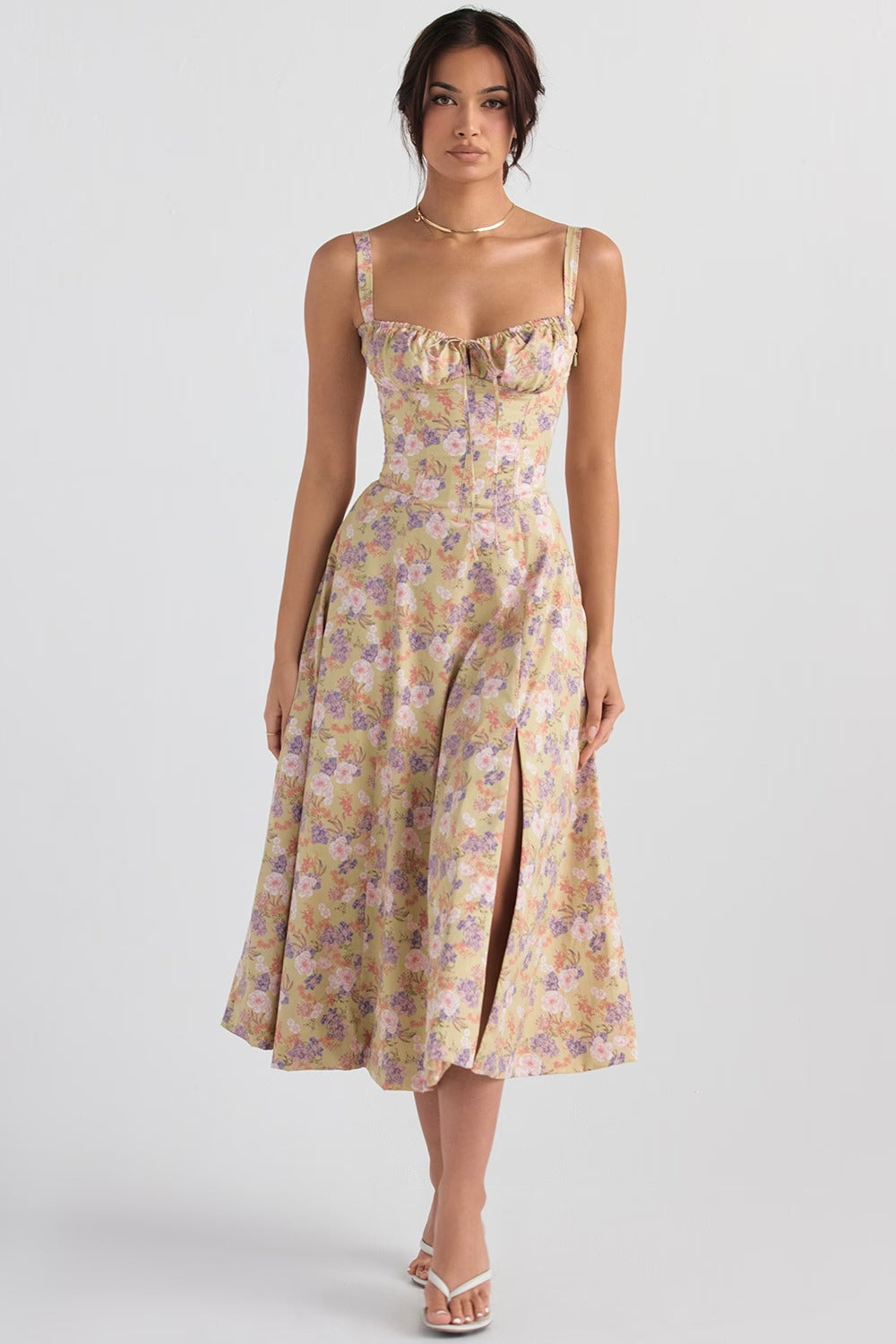 Floral Bustier Midriff Taille Shaper Kleid(60% auf den 2. Artikel)